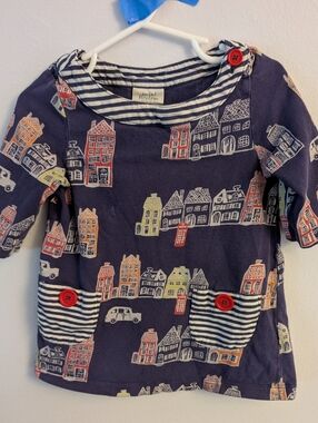 Mini Boden Blue Houses Tunic - Toddler 2-3